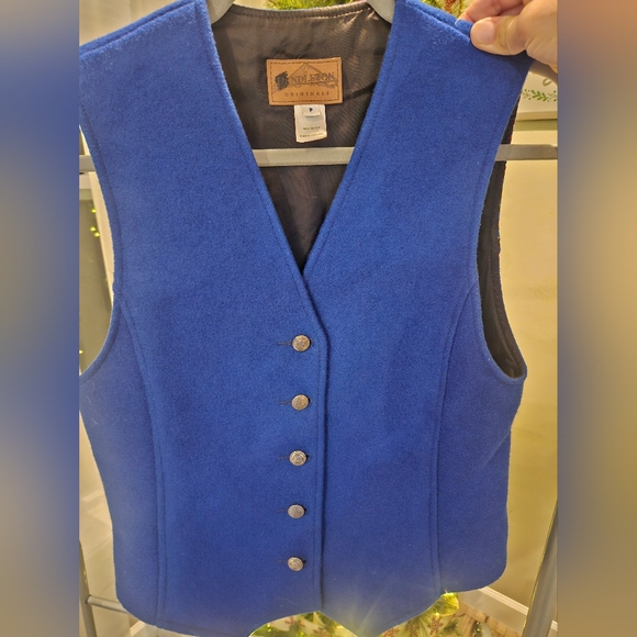 Vintage Pendleton Blue Wool Metal Button Vest Made in USA Southwest Design XS/S - Picture 1 of 6